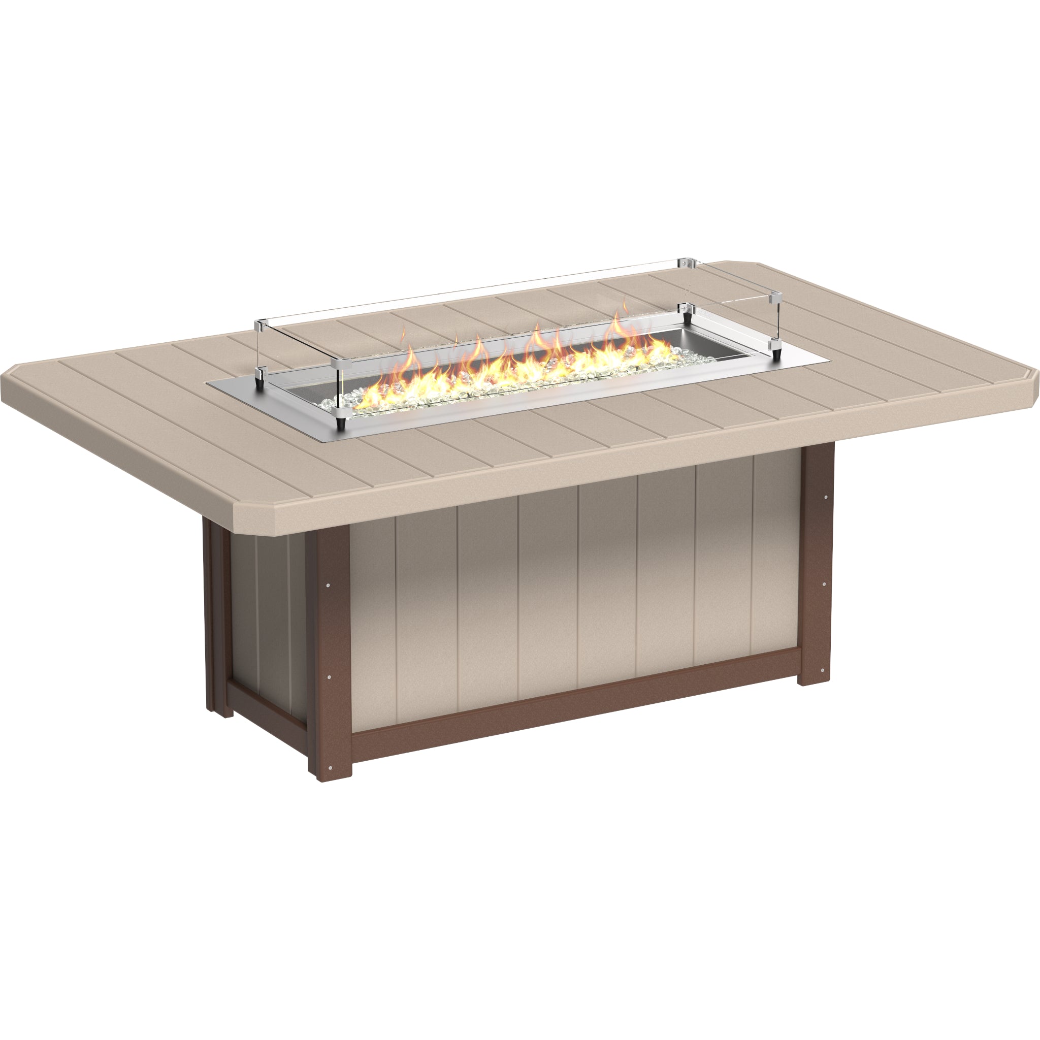 LuxCraft Lumin 79″ Rectangular Fire Table – Outdoor Poly Patio Dining Height Fire Table (LFT79R)