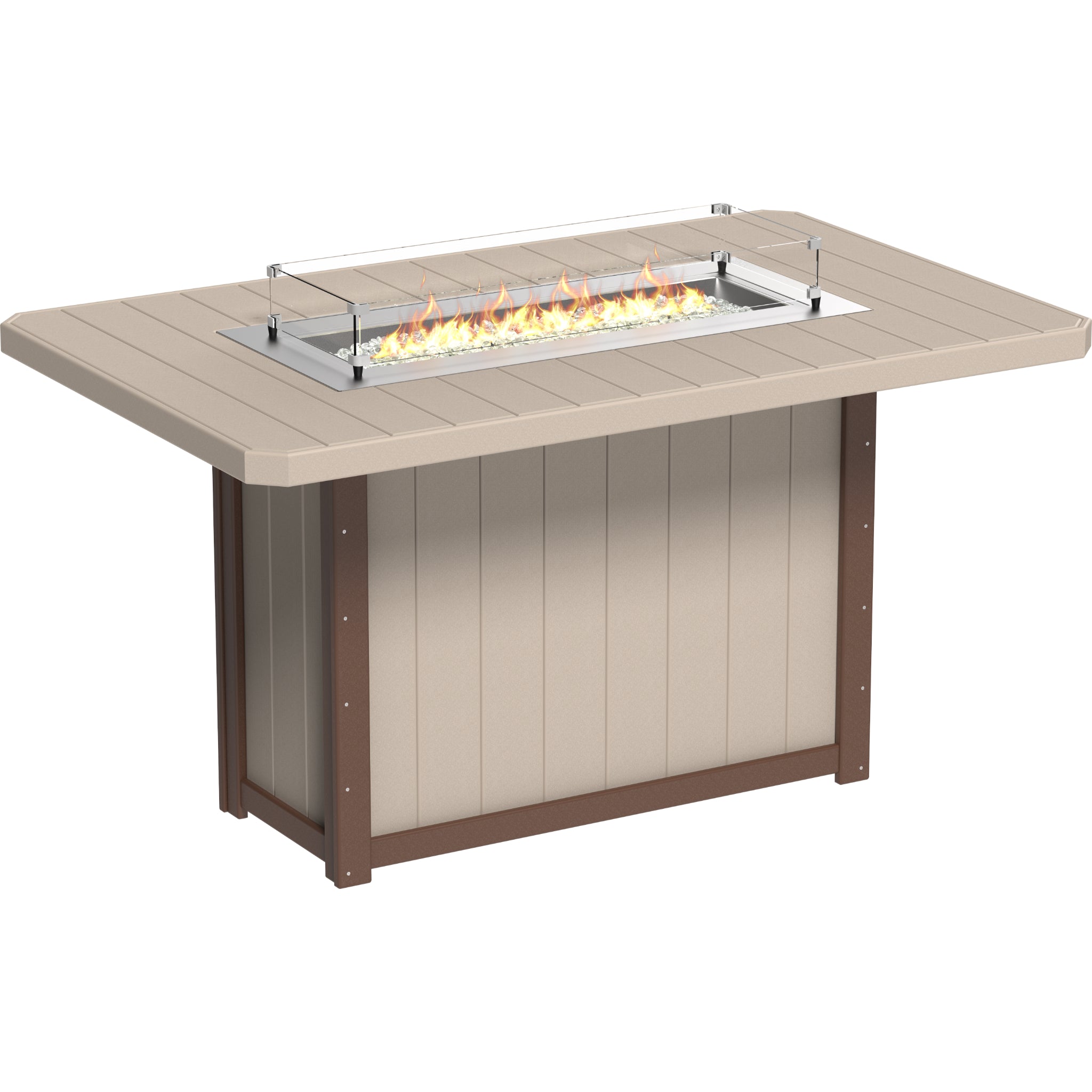 LuxCraft Lumin 79″ Rectangular Fire Table – Outdoor Poly Patio Bar Height Fire Table (LFT79R)