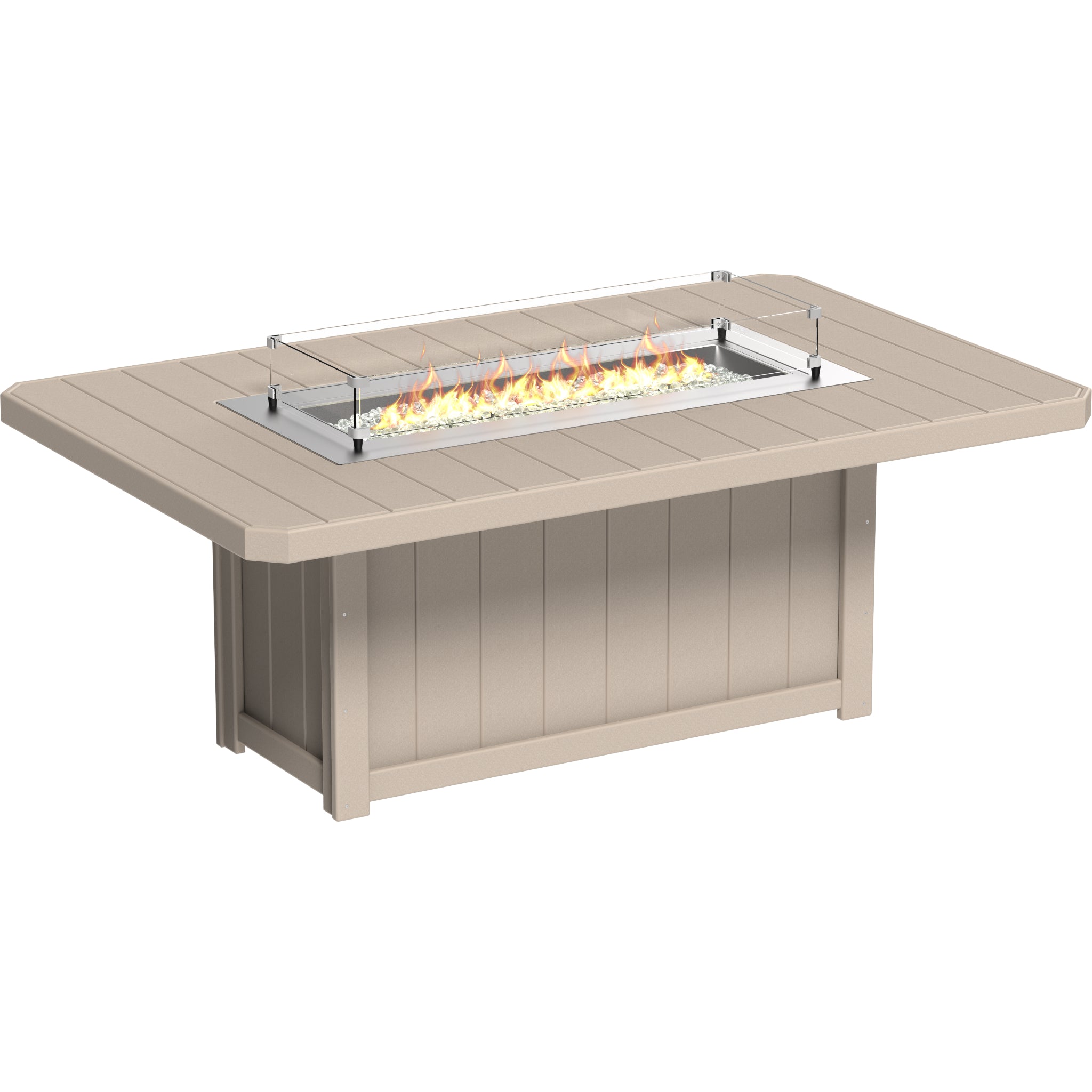 LuxCraft Lumin 79″ Rectangular Fire Table – Outdoor Poly Patio Dining Height Fire Table (LFT79R)