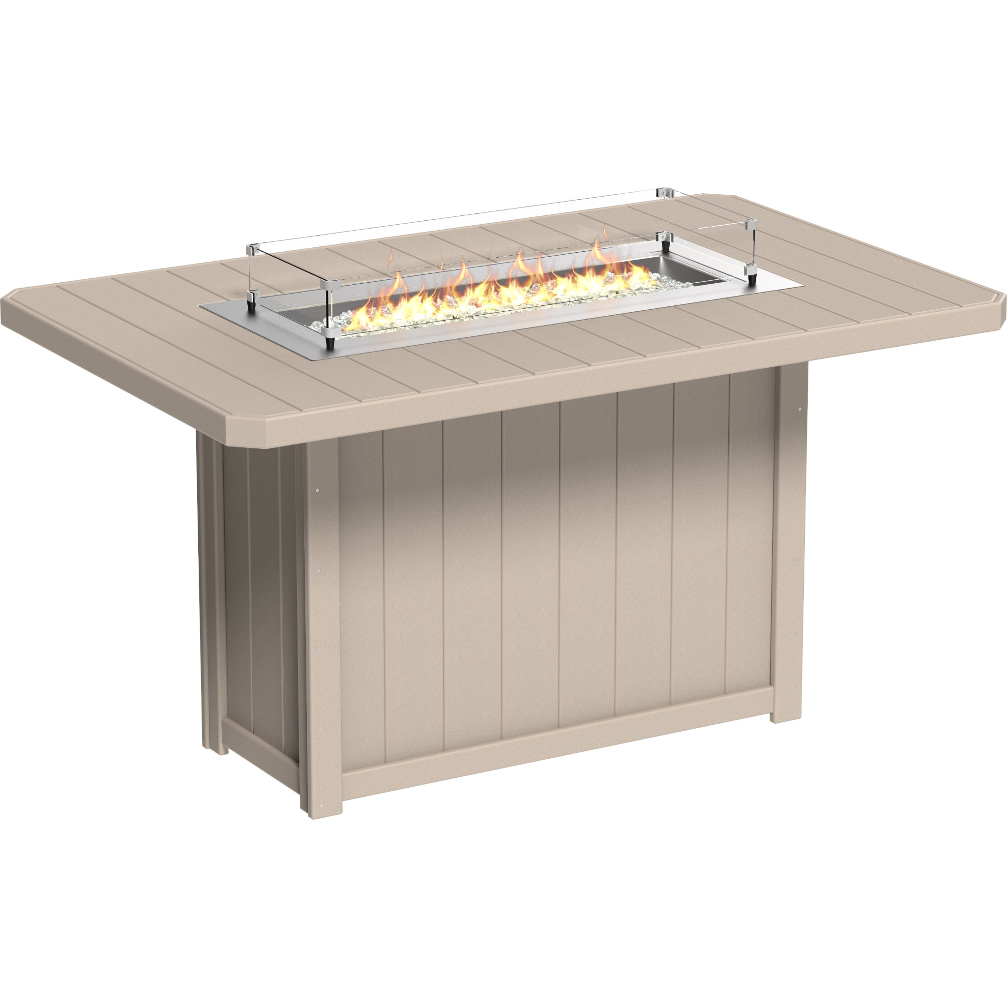 LuxCraft Lumin 79″ Rectangular Fire Table – Outdoor Poly Patio Bar Height Fire Table (LFT79R)