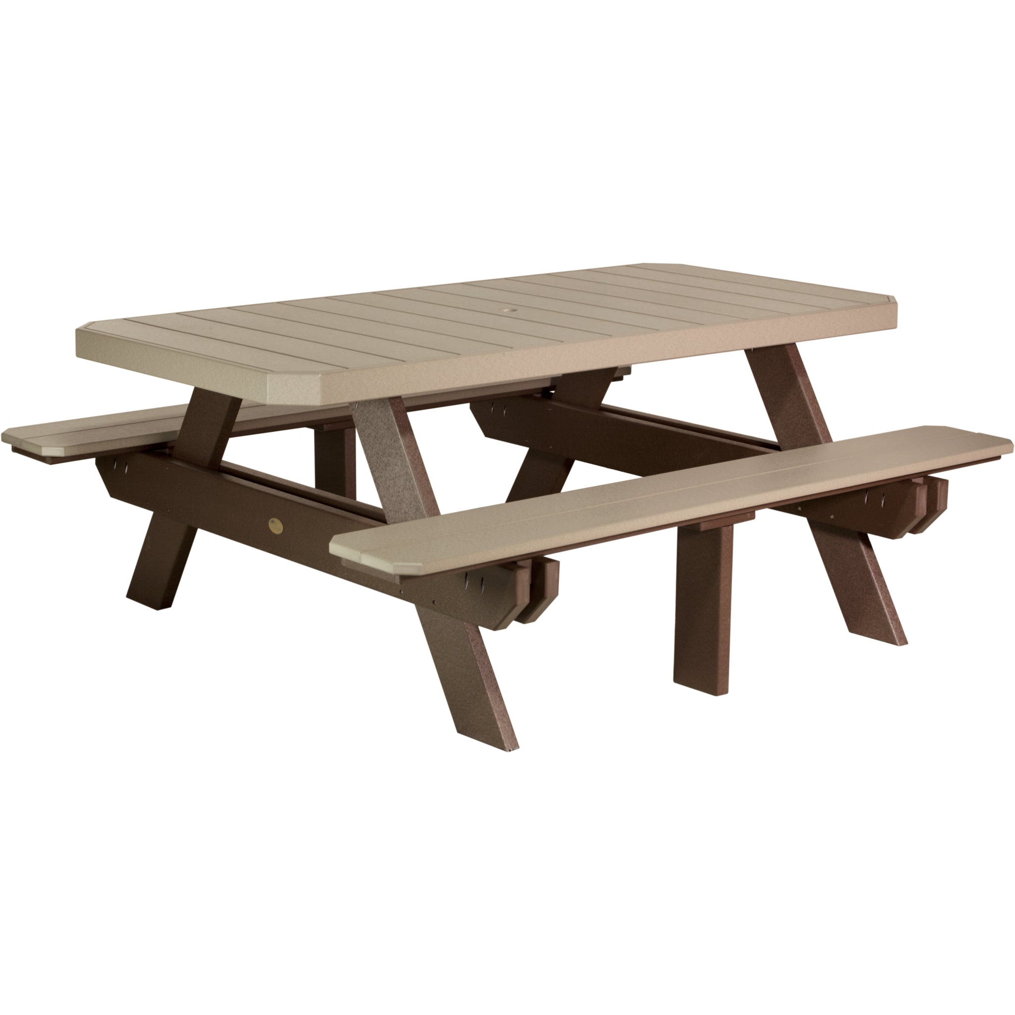 LuxCraft 6′ Rectangular Picnic Table – Outdoor Poly Patio Picnic Table (P6RPT)