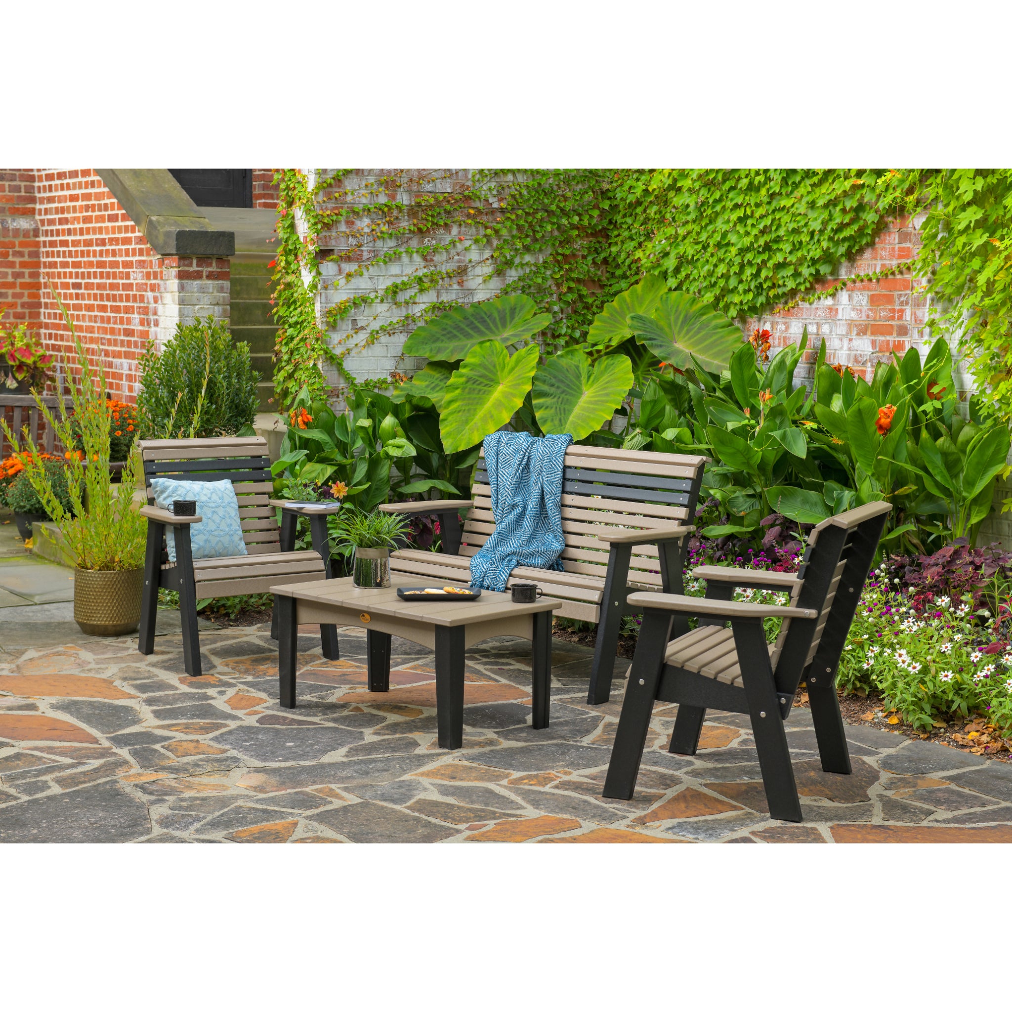LuxCraft 2′ Plain Bench – Outdoor Poly Garden Bench (2PPB)