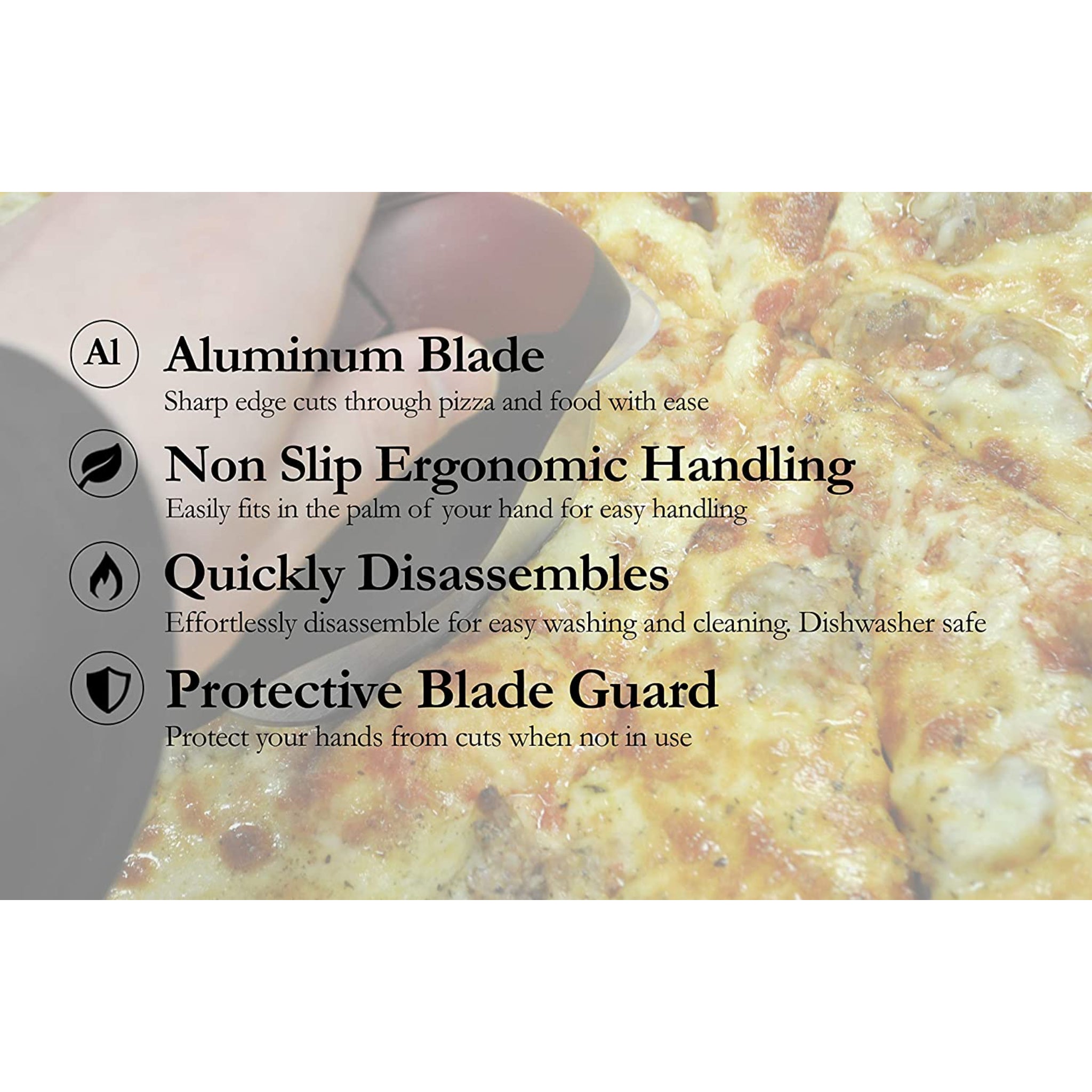 Chicago Brick Oven Aluminum Pizza Cutter - Pizza Wheel Cutter with Blade Guard CBO-A-WHL-CUT-GRD