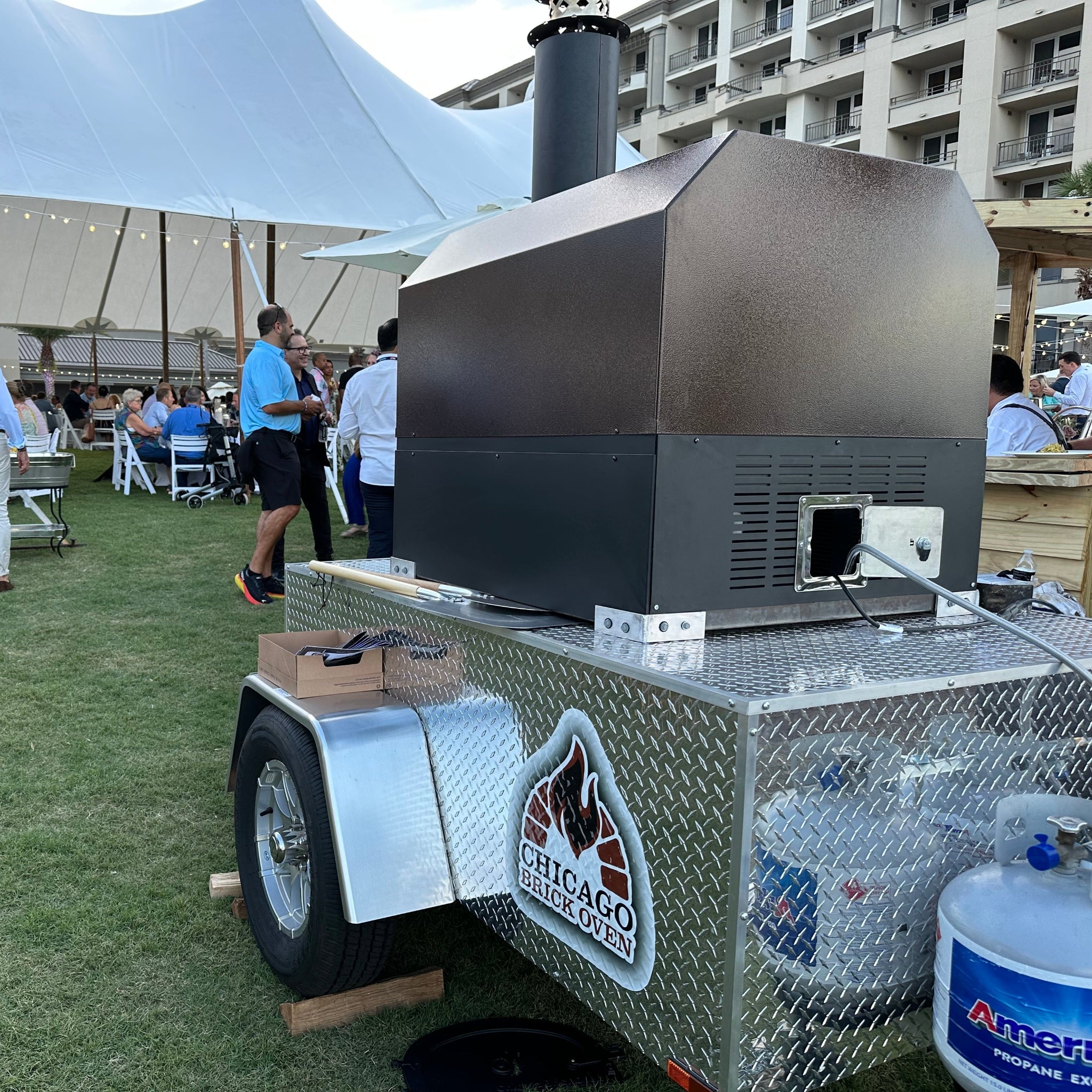 Chicago Brick Oven CBO-750 Hybrid Tailgater Pizza Oven Trailer with Hood CBO-O-TAIL-750-HYB