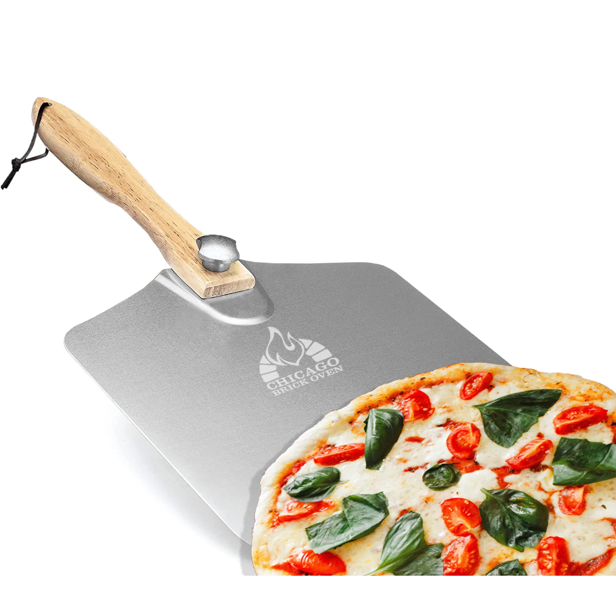 Chicago Brick Oven Foldable Pizza Peel with Wooden Paddle Handle, 12" x 14", Turning Spatula CBO-A-PZA-PEL-FLD-12