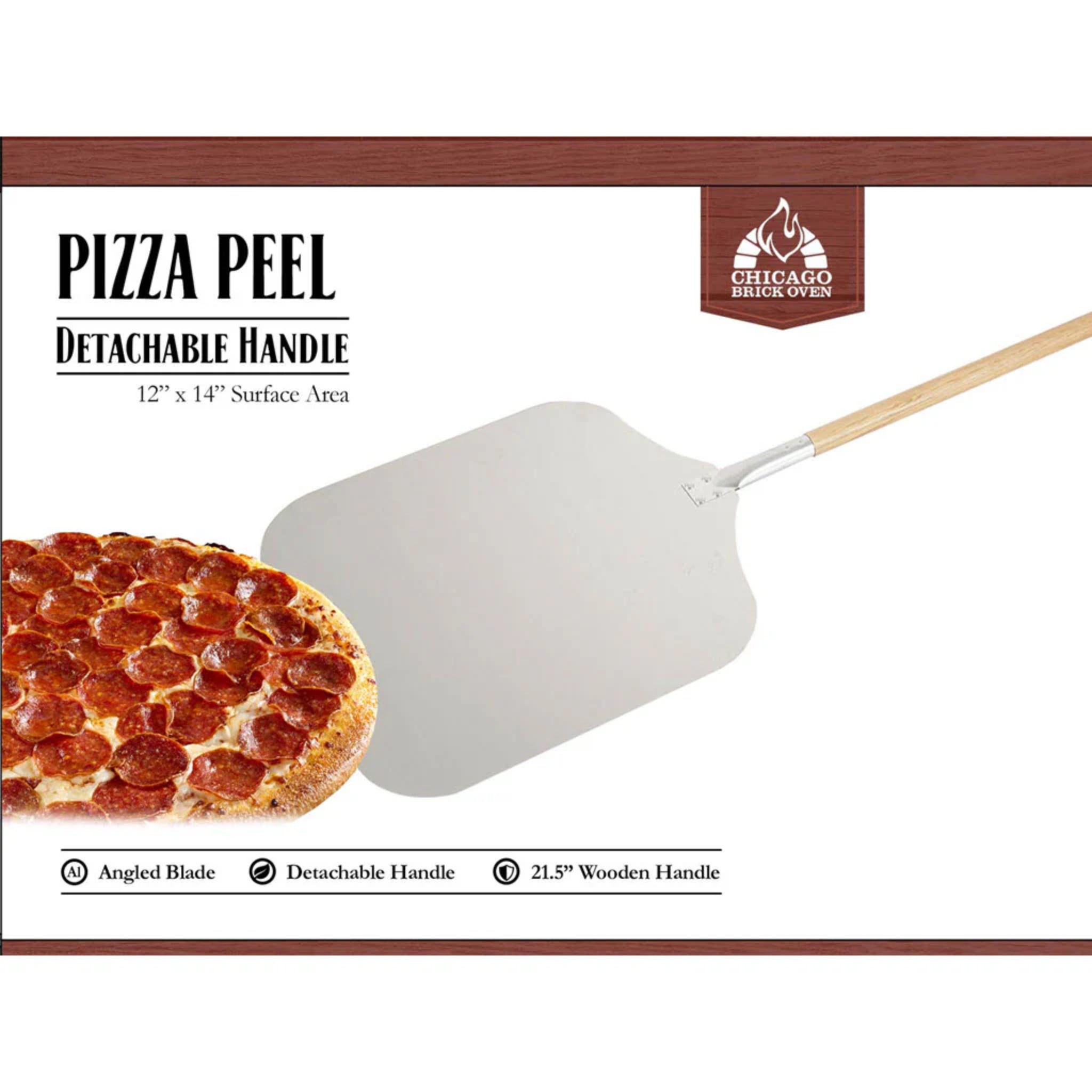 Chicago Brick Oven Pizza Peel with Detachable Wood Handle CBO-A-PZA-PEL-DET-12
